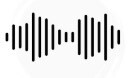 Schwarzes Schallwellensymbol mit vertikalen Balken unterschiedlicher Höhe auf weißem Hintergrund.