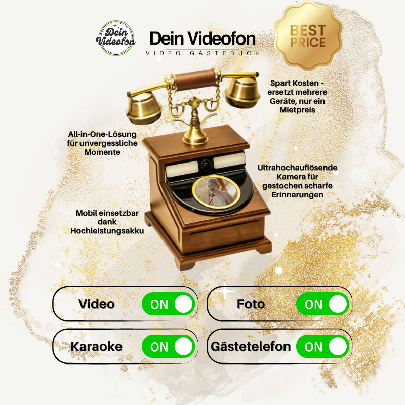 Video Gästebuch für Hochzeiten – das Videofon als moderne Kombination aus Videobox, Fotobox und Audio-Gästebuch, tragbar, stilvoll und hochauflösendes Gästebuch