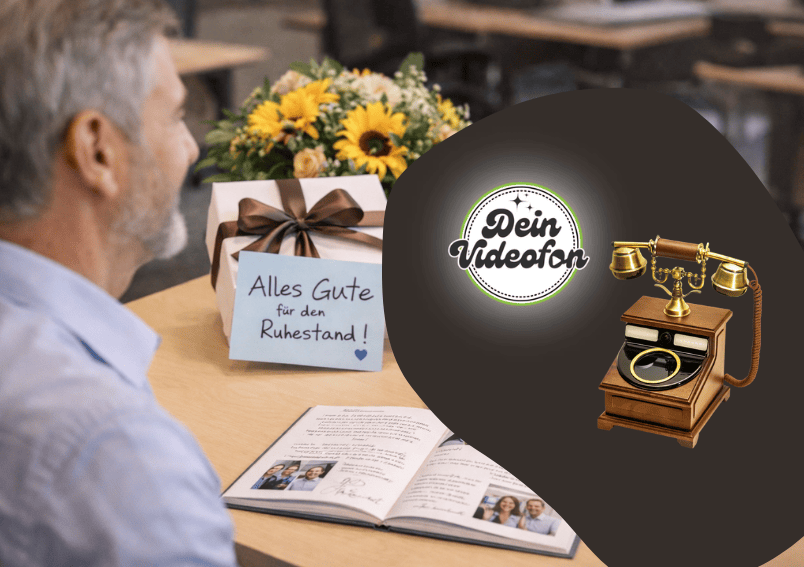 Abschiedsgeschenk für den Ruhestand. Ein Video Gästebuch für ewige Erinnerungen.