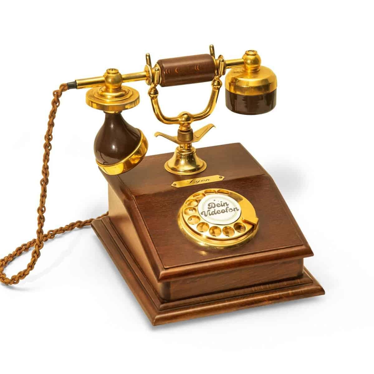 Audio-Gästebuch Barkje aus Holz – natürliches Gästetelefon für Hochzeiten und Events, warmes Design, persönliche Erinnerungen stilvoll aufnehmen